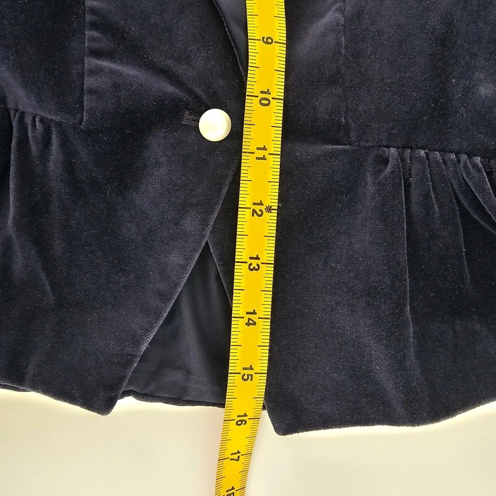 Janie and Jack Blazer Girls 7 Navy Velvet Peplum Tuxedo Holiday Formal Party